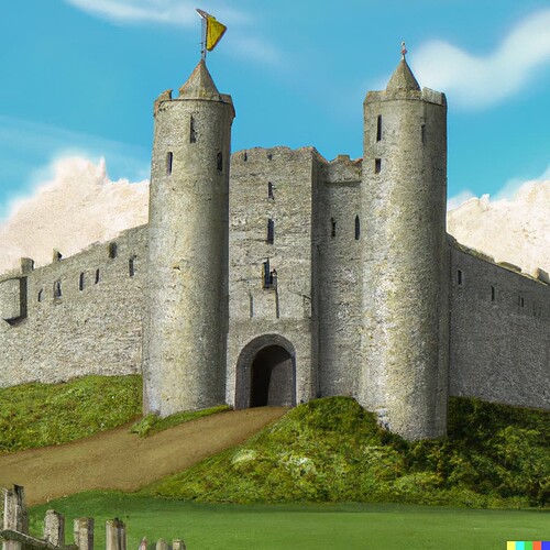 DALL·E 2022-07-27 12.32.52 - A realistic painting of King Arthur's Castle Camelot