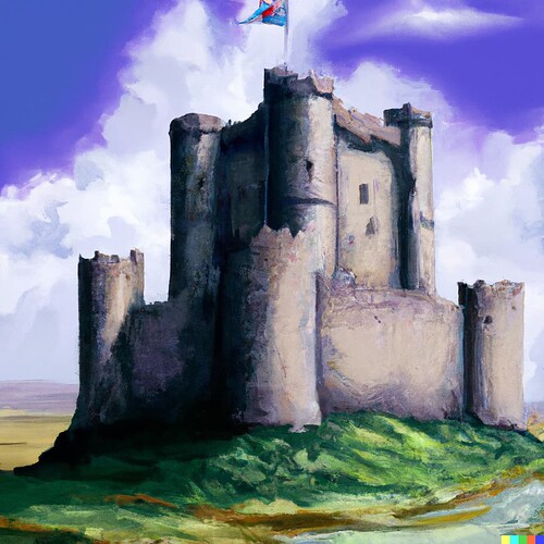 DALL·E 2022-07-27 12.32.46 - A realistic painting of King Arthur's Castle Camelot
